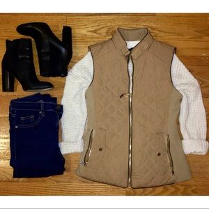 Camel colored quilted vest